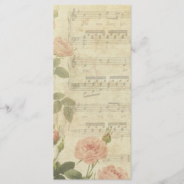 Victorian Music Roses Wedding Program Programme (Front)