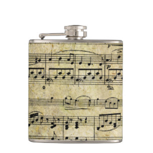 Victorian Music Sheet Wallpaper Hip Flask