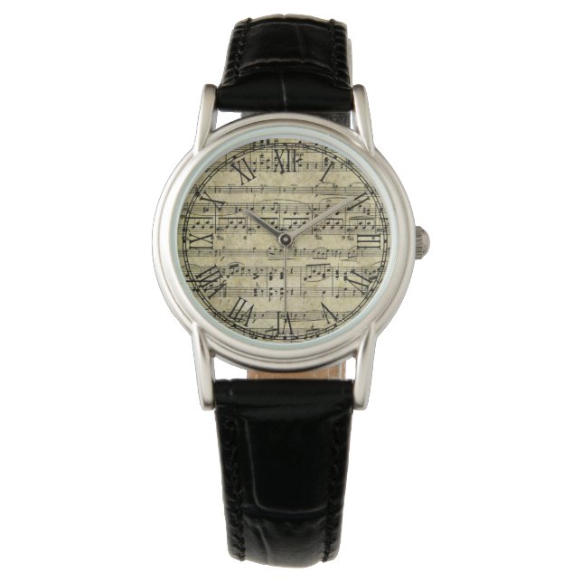 Victorian Music Sheet Wallpaper Watch (Front)