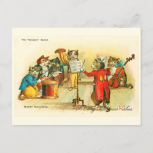 Victorian Musical Christmas Cats Band Louis Wain Postcard