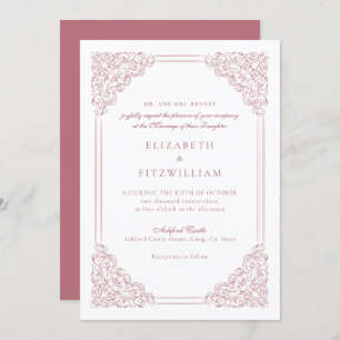 Victorian Muted Pink Vintage Frame Wedding    Invitation