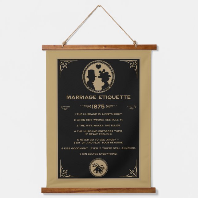  Victorian NewlyWeds Funny Marriage Rules  Hanging Tapestry (Front)