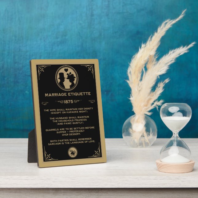  Victorian NewlyWeds Funny Marriage Rules  Plaque (Side)