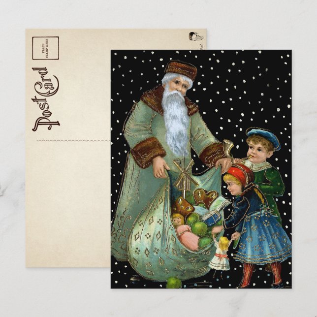 Victorian Nighttime Santa Postcard (Front/Back)