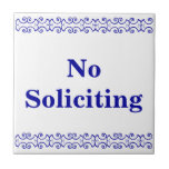 Victorian No Soliciting Sign Tile<br><div class="desc">Victorian No Soliciting sign - Blue on white with a printer's border</div>