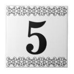 Victorian Number Tile<br><div class="desc">Victorian Number Tile - Black on white with a printer's border.  Coordinates with scrolled iron gates.</div>