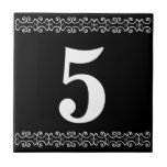 Victorian Number Tile<br><div class="desc">Victorian  Number Tile - white on black with a printer's border</div>