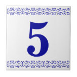 Victorian Number Tile<br><div class="desc">Victorian  Number Tile - Blue on white with a printer's border</div>