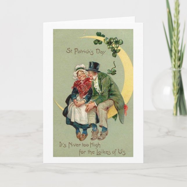 Victorian Old Couple St. Patrick's Day Card (Front)