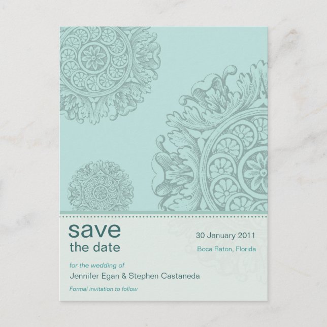 Victorian Ornamental Save the Date Postcard (Front)