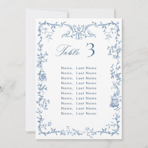 Victorian Ornate Blue Wedding Seating Chart Card