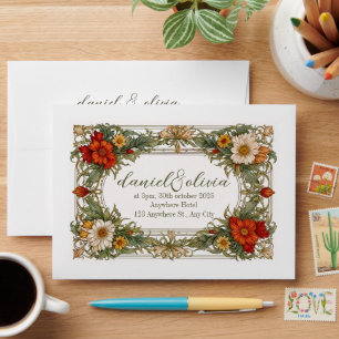 Victorian Ornate Border with Wildflower Wedding Envelope