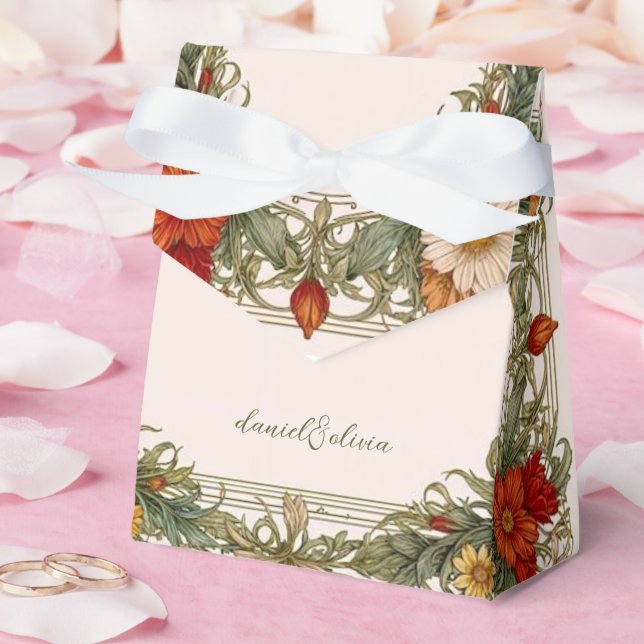 Victorian Ornate Border with Wildflower Wedding Favour Box (Wedding)