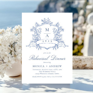 Victorian Ornate Crest REHEARSAL DINNER QR code Invitation