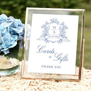 Victorian Ornate Dusty Blue Cards and Gifts Poster