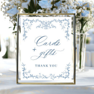 Victorian Ornate Dusty Blue Cards and Gifts Poster