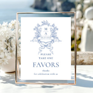 Victorian Ornate Dusty Blue Favors Wedding Poster