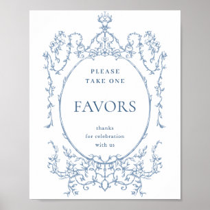 Victorian Ornate Dusty Blue Favours Wedding Poster