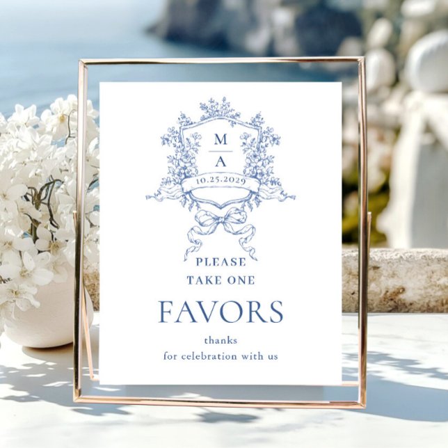 Victorian Ornate Dusty Blue Favours Wedding Poster (Creator Uploaded)