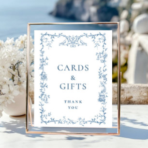 Victorian Ornate Dusty Blue Floral Cards and Gifts Poster