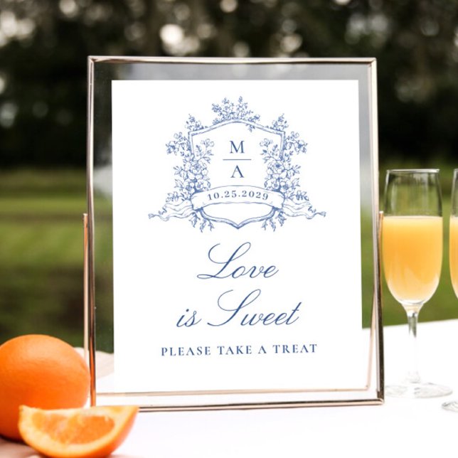 Victorian Ornate Dusty Blue Floral Love is Sweet Poster (Creator Uploaded)