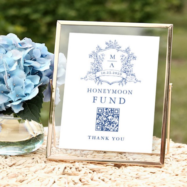 Victorian Ornate Dusty Blue Honeymoon Fund Poster (Creator Uploaded)