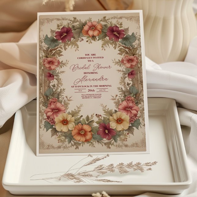 Victorian Ornate Floral Frame Bridal Shower Invitation (Creator Uploaded)