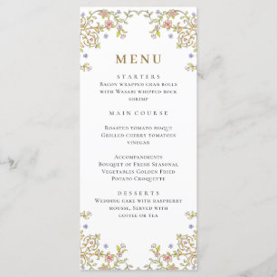 Victorian Ornate Grace Bohemian Wedding Dinner Menu