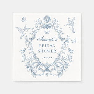 Victorian Ornate Grace Dusty Blue Bridal Shower Napkin
