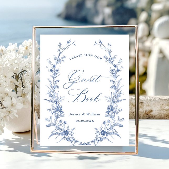 Victorian Ornate Grace Dusty Blue Guestbook Sign (Creator Uploaded)