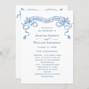 Victorian Ornate Grace Dusty Blue Wedding Ceremony Programme