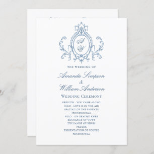 Victorian Ornate Grace Dusty Blue Wedding Ceremony Programme