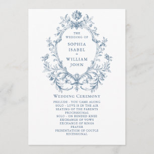 Victorian Ornate Grace Dusty Blue Wedding Ceremony Programme