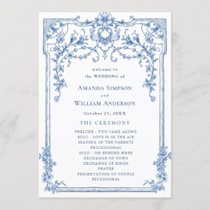 Victorian Ornate Grace Dusty Blue Wedding Ceremony Programme