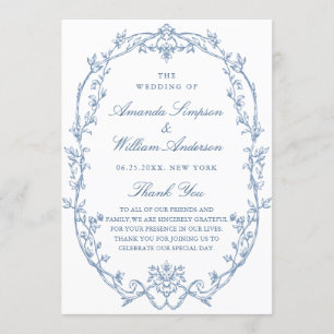Victorian Ornate Grace Dusty Blue Wedding Ceremony Programme