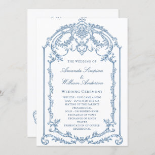 Victorian Ornate Grace Dusty Blue Wedding Ceremony Programme