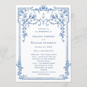 Victorian Ornate Grace Dusty Blue Wedding Ceremony Programme
