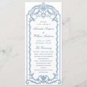 Victorian Ornate Grace Dusty Blue Wedding Ceremony Programme