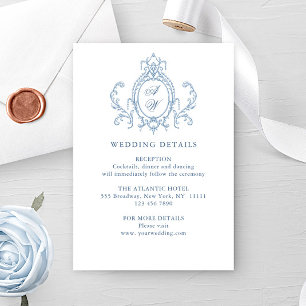 Victorian Ornate Grace Floral Blue Wedding Details Enclosure Card