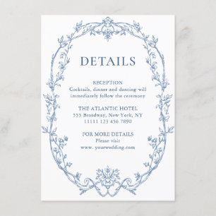 Victorian Ornate Grace Floral Blue Wedding Details Enclosure Card