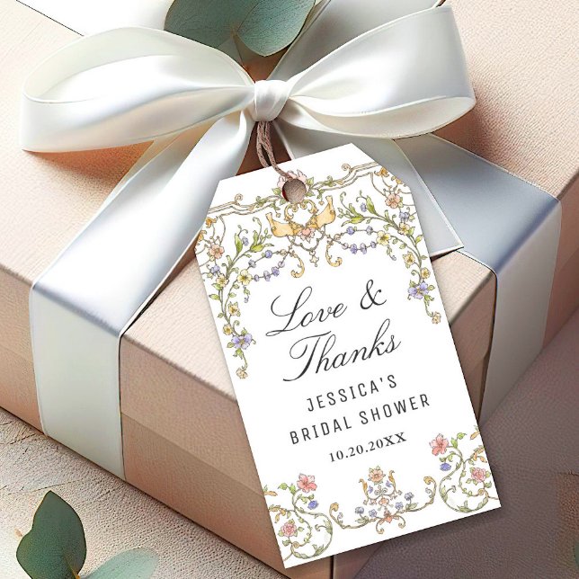 Victorian Ornate Grace Floral Bridal Shower Gift Tags (Creator Uploaded)