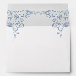 Victorian Ornate Grace Floral Dusty Blue Wedding Envelope