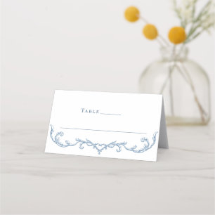 Victorian Ornate Grace Floral Dusty Blue Wedding Place Card