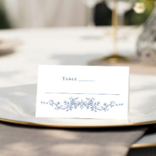 Victorian Ornate Grace Floral Dusty Blue Wedding Place Card
