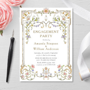 Victorian Ornate Grace Floral ENGAGEMENT PARTY Invitation