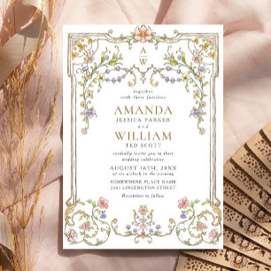 Victorian Ornate Grace Floral Frame Wedding Invitation