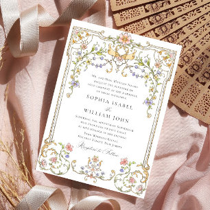 Victorian Ornate Grace Floral Frame Wedding Invitation