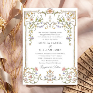 Victorian Ornate Grace Floral Frame Wedding Invitation