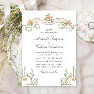 Victorian Ornate Grace Floral Frame Wedding Invitation