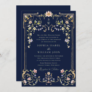 Victorian Ornate Grace Floral Frame Wedding Invitation